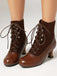 Vintage Colorblock Lace-Up Victorian Short Boots - vintage fashion, retro style