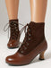 Vintage Colorblock Lace-Up Victorian Short Boots, vintage fashion, retro style - perfect for women who love vintage and retro fashion