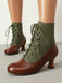 Vintage Colorblock Lace-Up Victorian Short Boots, vintage fashion, retro style - perfect for women who love vintage and retro fashion