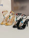 Vintage Colored Stones Stiletto Heels Strappy Sandals - vintage shoes, retro heels, elegant red