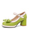 Vintage Contrast Bow Mary Jane High Heels - vintage shoes, retro heels
