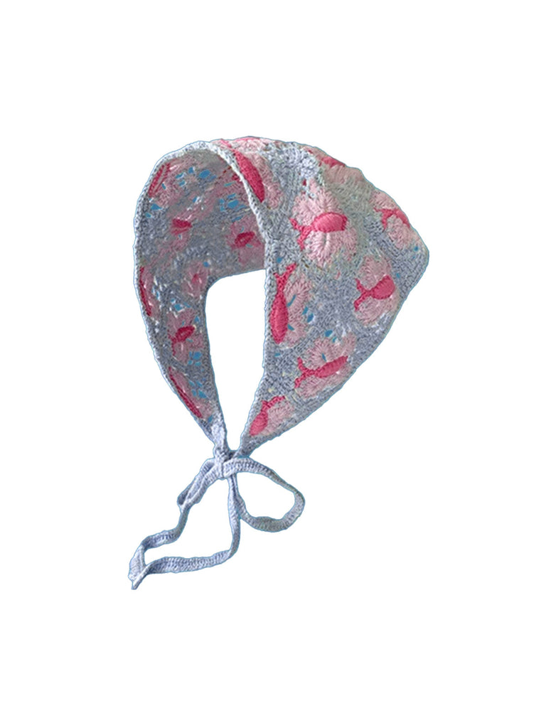 Vintage Crochet Floral Boho Lace-Up Headscarf: beautiful vintage fashion, retro style, classic elegance with timeless appeal