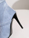 Vintage Denim Peep Toe Stiletto Heel Shoes - vintage shoes, retro heels