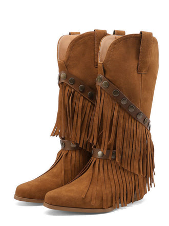 Vintage Denim Western Heels - vintage shoes, retro heels