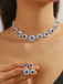 Vintage Diamond Necklace Earrings Set - vintage fashion, retro style