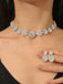 Vintage Diamond Necklace Earrings Set - vintage fashion, retro style