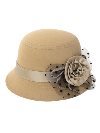 Vintage Dots Sheer Floral Felt Cloche Hat - vintage fashion, retro style