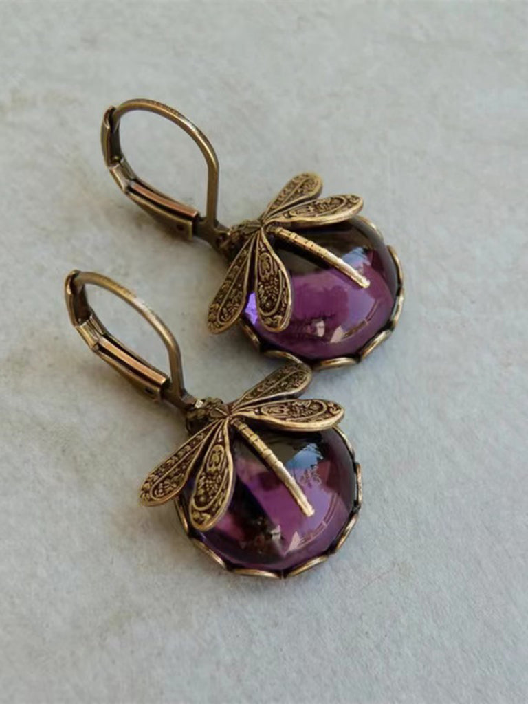 Vintage Dragonfly Gemstone Earrings: 1950s detail work for the woman who notices