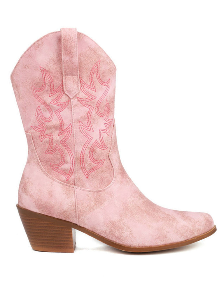 This Vintage Embroidered Chunky Heel Cowboy Boots whispers 1950s secrets to those who notice