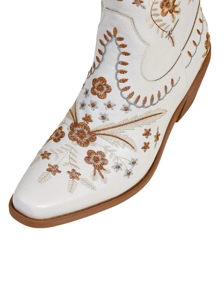 Vintage Embroidered Western Style Cowboy Boots - vintage fashion, retro style, elegant red