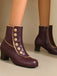 Vintage Faux Fur Lining Chunky Heel Short Boots - vintage shoes, retro heels