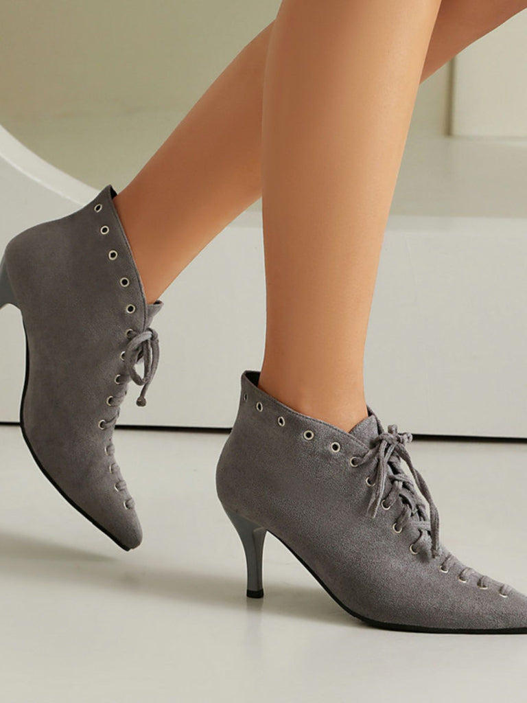 Vintage Faux Suede Pointed-Toe High Heels - vintage shoes, retro heels