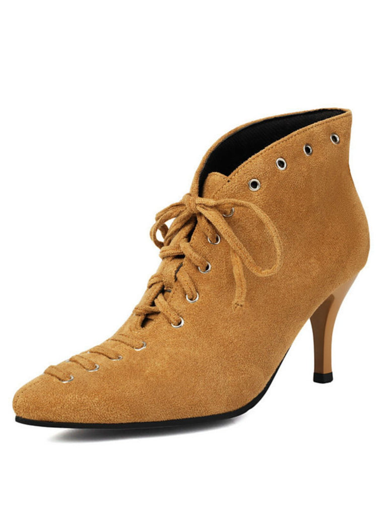 Vintage Faux Suede Pointed-Toe High Heels - vintage shoes, retro heels