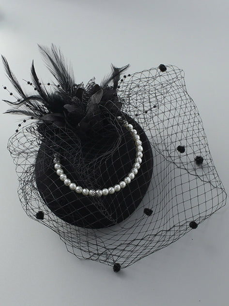 Vintage Real Feather Net Elastic Hat Vintage Real Feather Net Elastic Hat main image 4