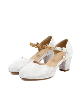 Vintage Flannelette Chain High Heels - vintage shoes, retro heels