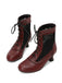 Vintage Floral Lace Low-Heeled Boots - vintage shoes, retro heels