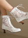 Vintage Floral Lace Low-Heeled Boots - vintage shoes, retro heels