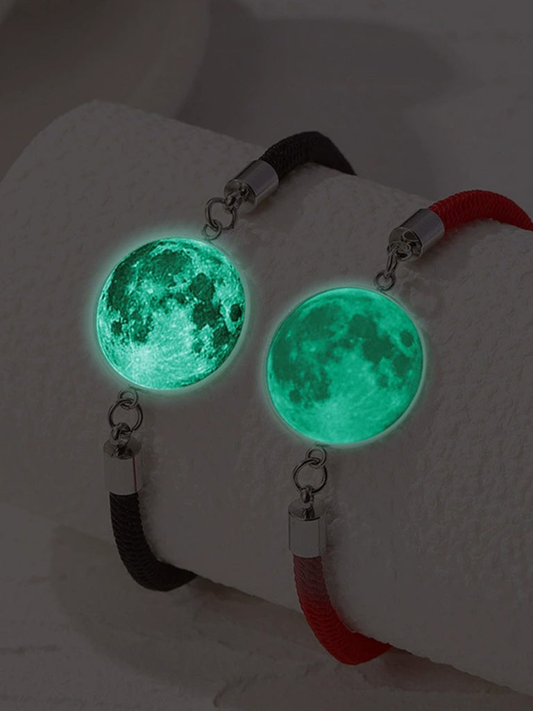 Vintage Glowing Sun Moon Stainless Steel Woven Luminous Bracelet - vintage fashion, retro style
