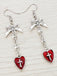 Vintage Gothic Cross Heart Bowknot Dangle Earrings - vintage fashion, retro style