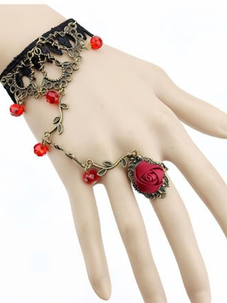 Vintage Gothic Vine Lace Crystal Ring Bracelet - vintage fashion, retro style