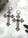 Vintage Halloween Gothic Cross 3D Flower Gemstone Earrings - vintage fashion, retro style