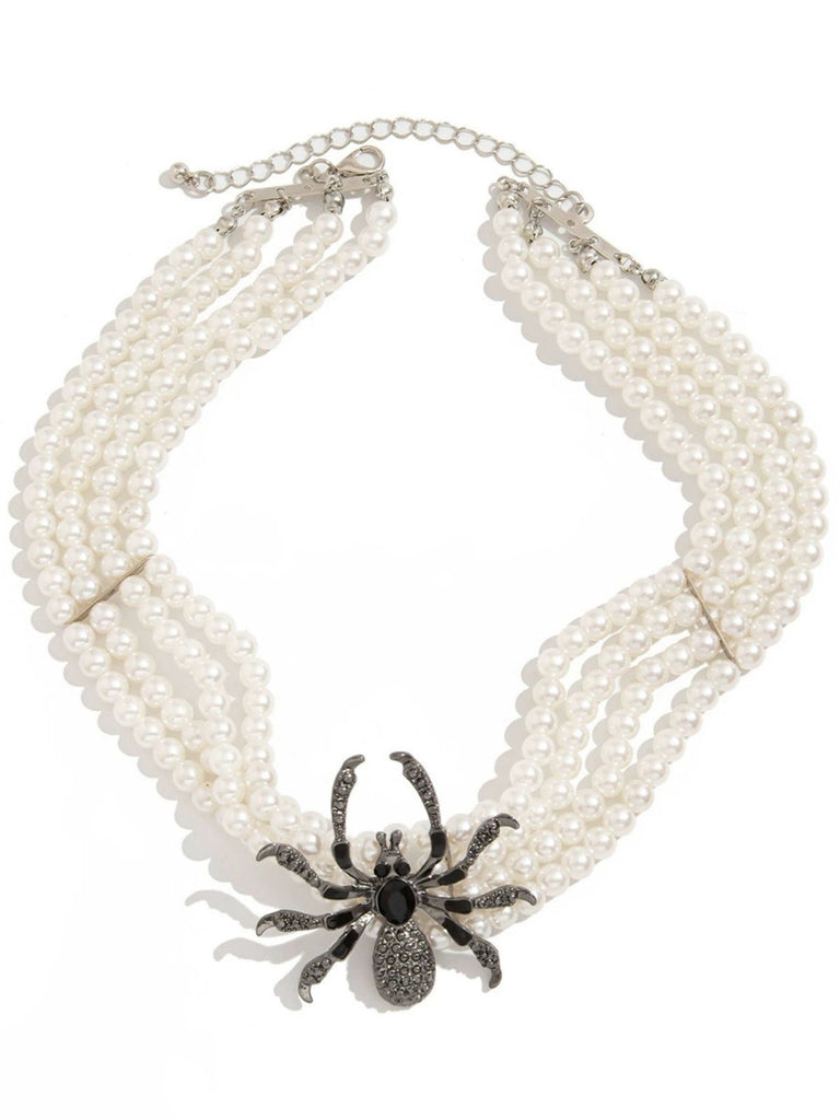 Vintage Halloween Spider Beaded Necklace - vintage fashion, retro style