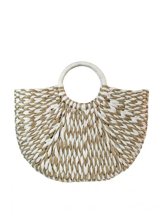 Vintage Handwoven Straw Beach Tote Bag - vintage fashion, retro style, classic elegance for women