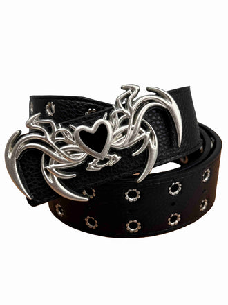 Vintage Heart Wings Grommet Buckle Punk Belt - vintage fashion, retro style