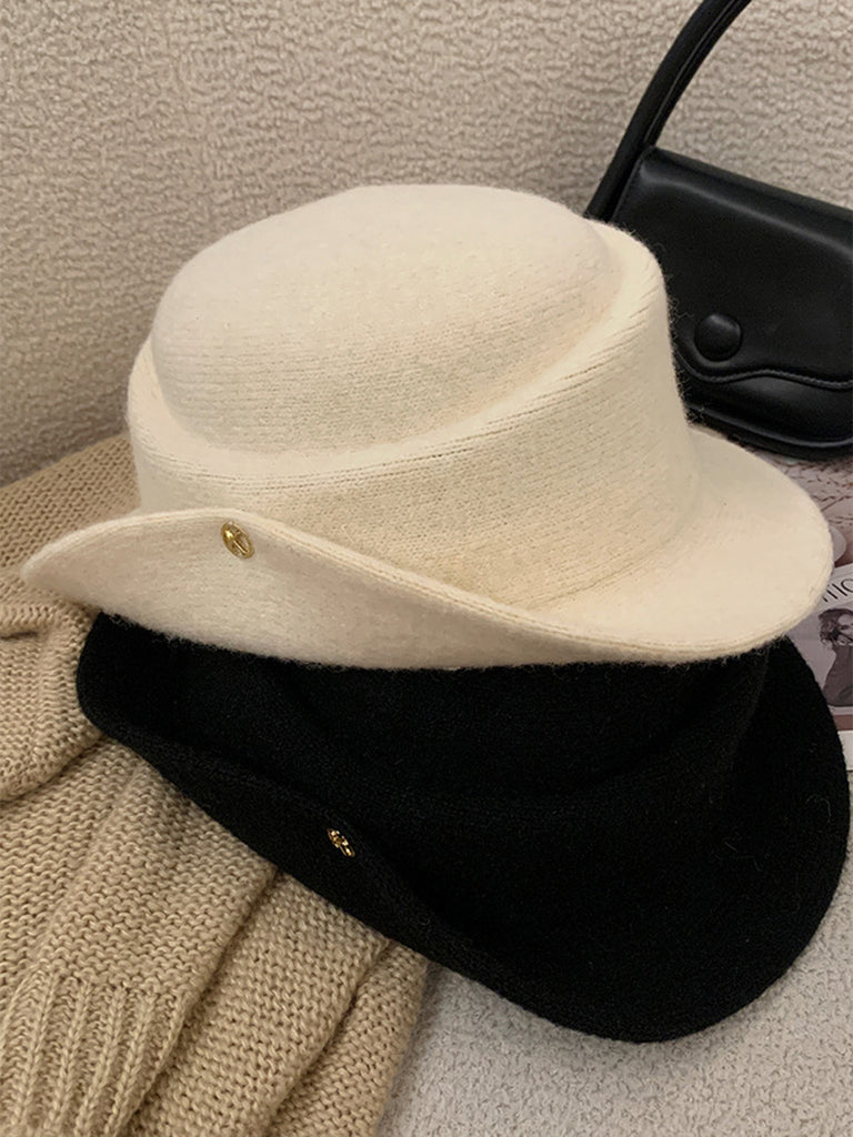 Vintage Hepburn Style Wool Flat-top Hat - vintage fashion, retro style