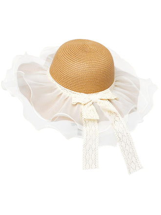 This Vintage Lace Bow Sheer Ruffle Brim Sun Hat carries 1950s stories waiting to be told