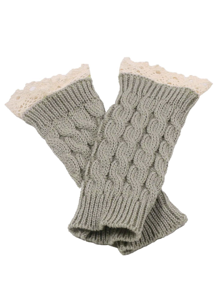 Vintage Lace Patchwork Twisted Knit Fingerless Gloves, vintage fashion, retro style - perfect for women who love vintage and retro fashion