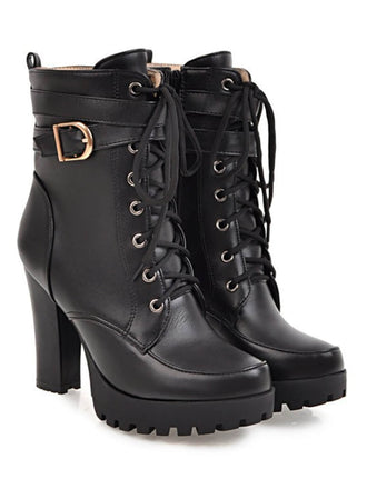 Vintage Lace Up Chunky Heel Boots: timeless style reimagined