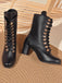 Vintage Lace-Up Ankle Chunky Heel Boots — 1950s style that transcends decades