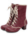 Vintage Lace-Up Faux Suede & Leather Mid Calf Boots - vintage fashion, retro style