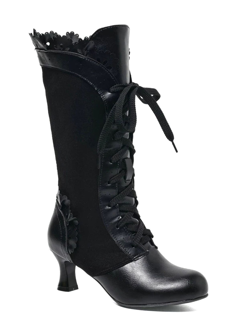 Vintage Lace-Up Solid Mid-Heel Brogue Ankle Boots - vintage shoes, retro heels