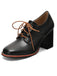 Vintage Leather Lace-Up Chunky Heel Shoes - vintage shoes, retro heels