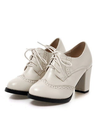 She finds her 1950s story in this Vintage Leather Lace-Up High Heels