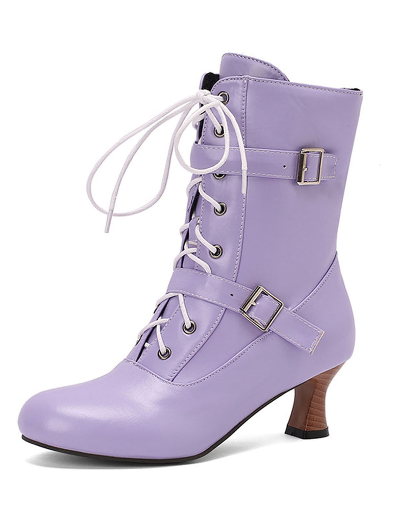 This Vintage Leather Lace-up High Heel Boots whispers 1950s secrets to those who notice