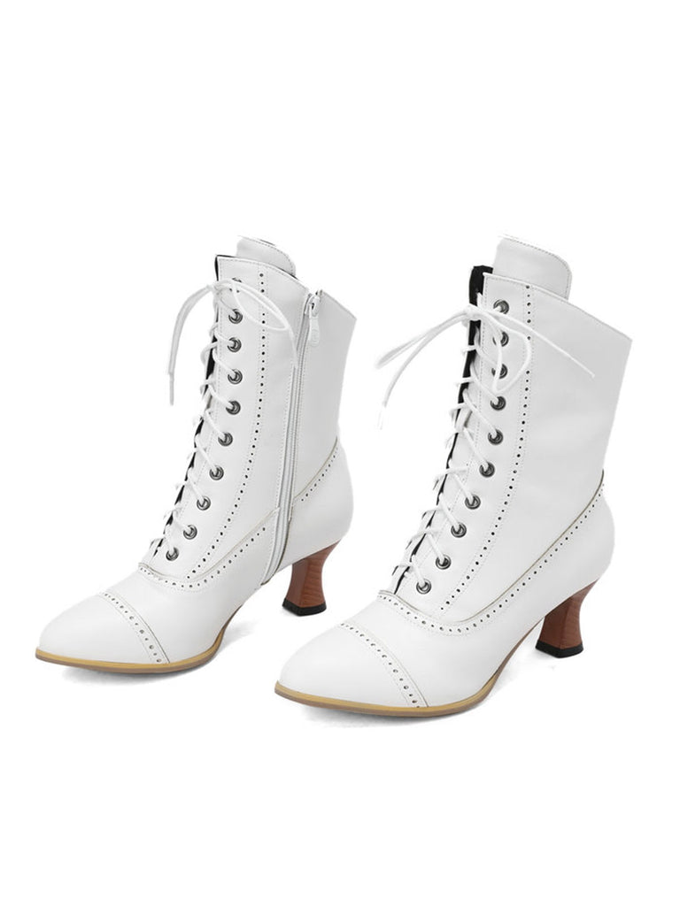 Vintage Leather Lace-up Kitten Heel Boots — 1950s vintage charm for her modern wardrobe