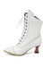 She finds her 1950s story in this Vintage Leather Lace-up Kitten Heel Boots