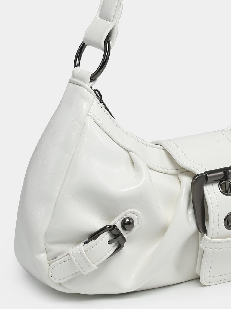 Vintage PU Leather Magnetic Closure Zipper Underarm Bag - vintage fashion, retro style