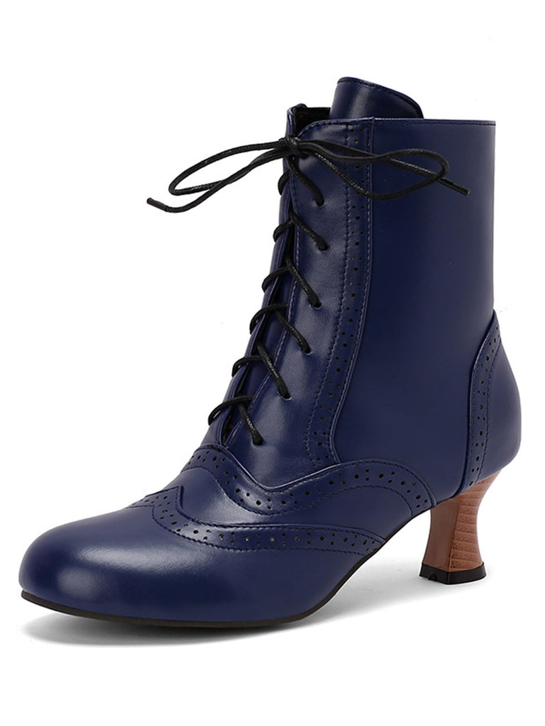 She finds her 1950s story in this Vintage Leather Solid Kitten Heel Boots