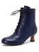She finds her 1950s story in this Vintage Leather Solid Kitten Heel Boots