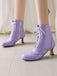 She finds her 1950s story in this Vintage Leather Solid Kitten Heel Boots