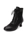 She finds her 1950s story in this Vintage Leather Solid Lace Heel Boots