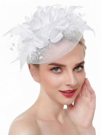 Vintage Mesh Flowers Feathers Bridal Fascinator Headpiece - vintage fashion, retro style