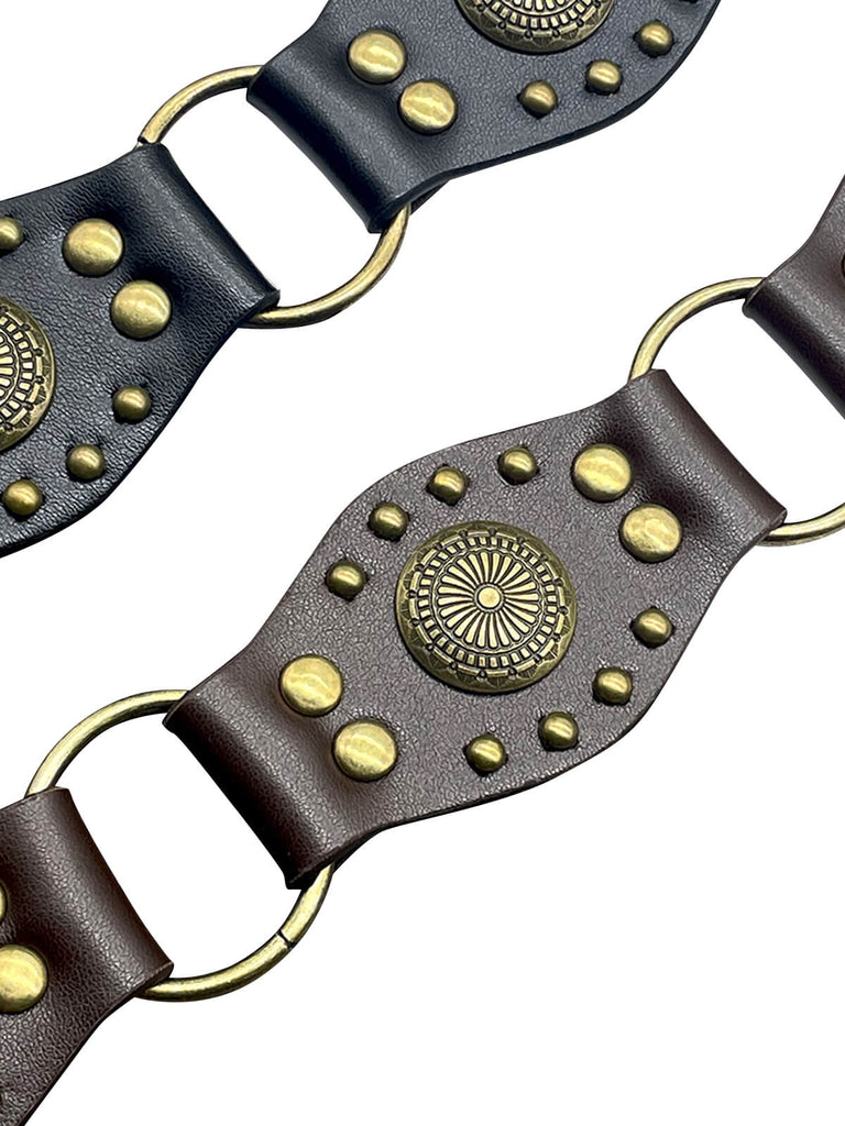 Vintage Metal Buckle Lace-Up Leather Belt - vintage fashion, retro style