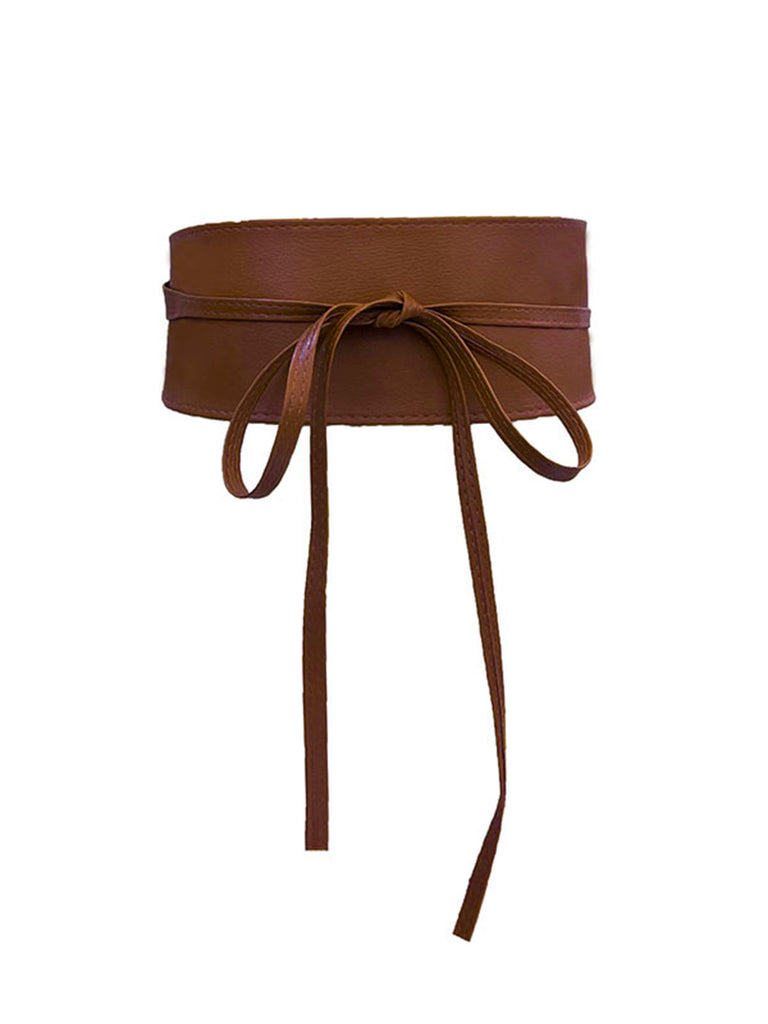 Vintage PU Leather Bow Wide Waistband - vintage fashion, retro style