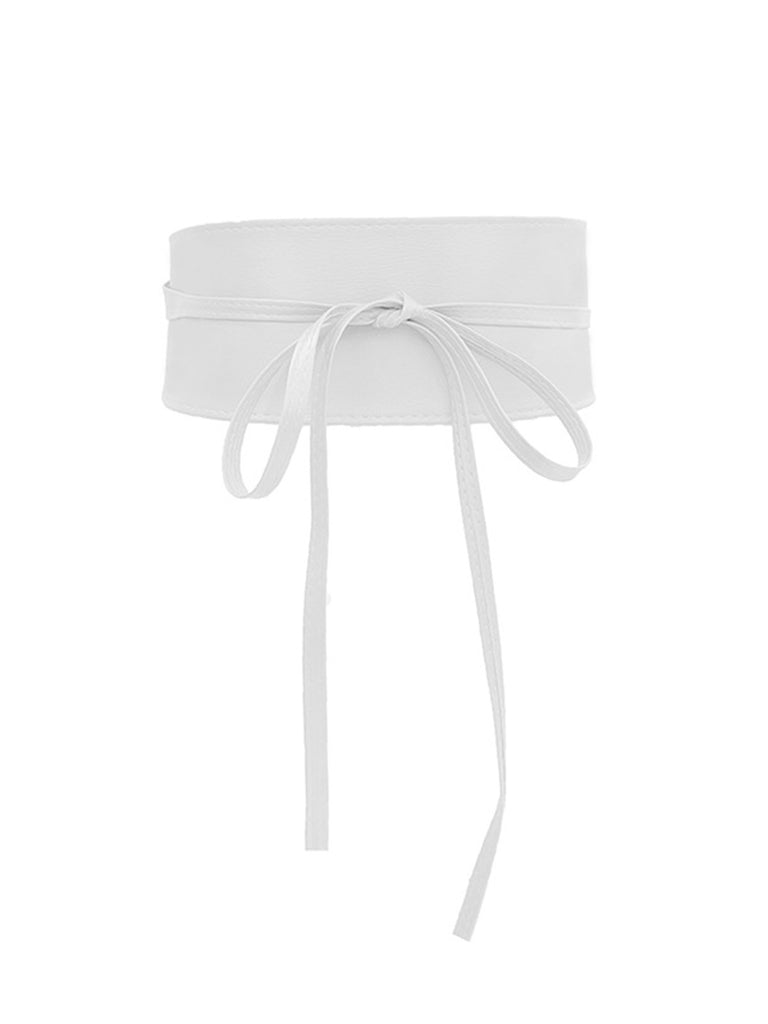 Vintage PU Leather Bow Wide Waistband - vintage fashion, retro style