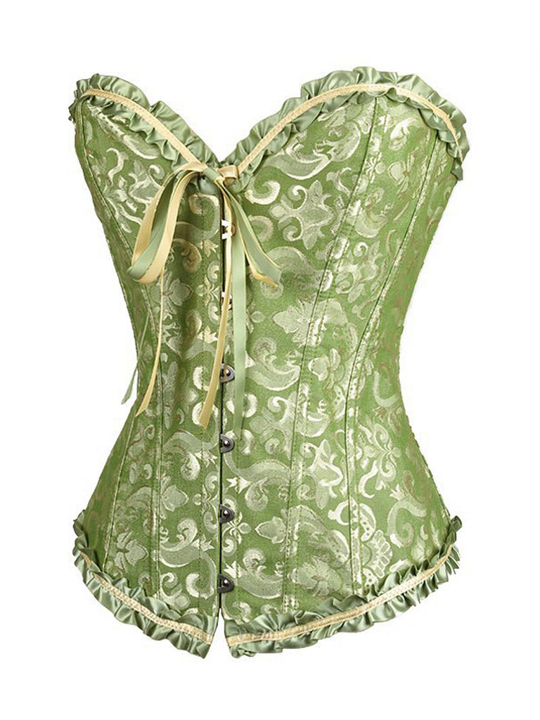 Vintage Palace Print Lace-Up Corset — 1950s intimates that whisper secrets only she knows